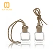 10ml clear glass flat square car hanging bottles with wooden cap