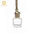 10ml clear glass flat square car hanging bottles with wooden cap