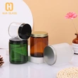 100ml 150ml 200ml bocaux à bougies en verre ambré à côté droit avec couvercle