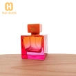 Botella de perfume cuadrada de 100 ml con tapa de madera/tapa de abs