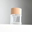 Frasco de perfume redondo de vidrio de 50 ml y 100 ml con tapa de madera