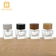 Frasco de perfume de cubo cuadrado de 30 ml, 50 ml y 100 ml con tapa de madera