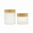 Empty Cosmetic Container Frosted Glass Cosmetic Cream Jars with Bamboo Lid