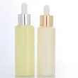 luxury 50ml clear heavy glass thick bottom Flat shoulder dropper bottles