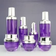 Purple Cosmetic Packaging Lotion Glass Bottle With Press Pump