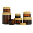 cosmetics glass jar cream empty frosted 50ml with bamboo lid wooden cap