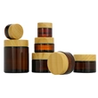 cosmetics glass jar cream empty frosted 50ml with bamboo lid wooden cap