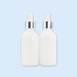 Cosmetic 50mL Essential Oil white Glass Dropper Bottle With Bamboo Lid