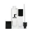 black skincare cosmetic glass bottle set with pump lotion cap