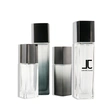 black skincare cosmetic glass bottle set with pump lotion cap