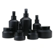 black skincare cosmetic glass bottle set with pump lotion cap