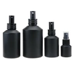 black skincare cosmetic glass bottle set with pump lotion cap