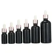 silver pipette dropper 50ml Black glass serum bottle for cosmetic 
