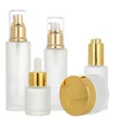 Empty Glass Black Cosmetic Packaging Dropper Bottle And Cream Jars