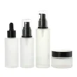 Empty Glass Black Cosmetic Packaging Dropper Bottle And Cream Jars