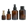 Empty Amber Round Glass Eye Cosmetic Oil Dropper Bottles