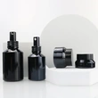 100ml matte black slant shoulder glass bottle with spray lid shoulder
