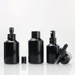 100ml matte black slant shoulder glass bottle with spray lid shoulder