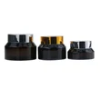 Empty Refillable Cosmetic 1 oz Clear Round Glass Jars with Black Lids