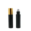 10ml matte black glass roll on bottle with stainless steel roller ball