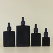  rectangle frosted matte black dropper square glass bottle
