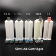 50ml 10: 1 pbt cartucho de calafateo adhesivo de superficie sólida cartucho de pistola epoxi de doble adhesivo para adhesivo acrílico ab
