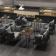 Metal Frame Fabric Leather Seat Couch Restaurant Booth