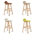  Modern Fabric Wooden Bar Stool With Back