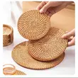 Wholesale Vintage Handmade Custom Tea Beer Drink Rattan Coaster Set