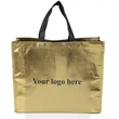 Custom Print Gold Metallic Non Woven Shopping Bag Reusable Tote Bags