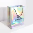 Glossy Holographic Cosmetics Gift Cardboard Paper Bag
