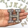 Custom Shining Rhinestone Beaded Applique Iron on Letter Patches