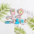 Sweet Pink Game Pads Pin Brooches Naughty Boys Girls Jewelry Gifts