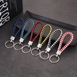 Promotional Braid PU Leather Rope Keychain with Ring