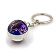 12 Constellation Time Gem Double Side Crystal Glass Ball Key Chain