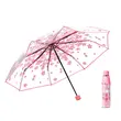 Custom LOGO Clear Umbrella Transparent Flowers Design Folding Umbrella