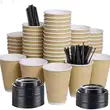 Ripple Double Wall Disposable Office Paper Coffee Cup with Lids