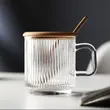 Custom Unique Colored Ripple Cup Glass Coffee Mug with Handle