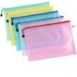 Thicken PVC Grid Zipper Bag School Office Waterproof Stationery Bag