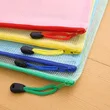 Thicken PVC Grid Zipper Bag School Office Waterproof Stationery Bag