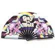 Custom Logo Printing Polyester Satin Bamboo Fan Rainbow Gay Pride Fan