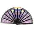 Custom Logo Printing Polyester Satin Bamboo Fan Rainbow Gay Pride Fan