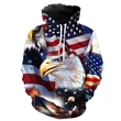 Custom 3D Print USA Flag Bald Eagle Pullover Hoodies