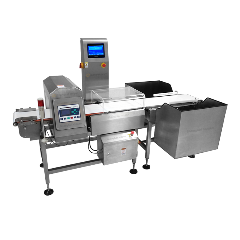 Checkweigher and metal detector combo with reject function and reverse detection