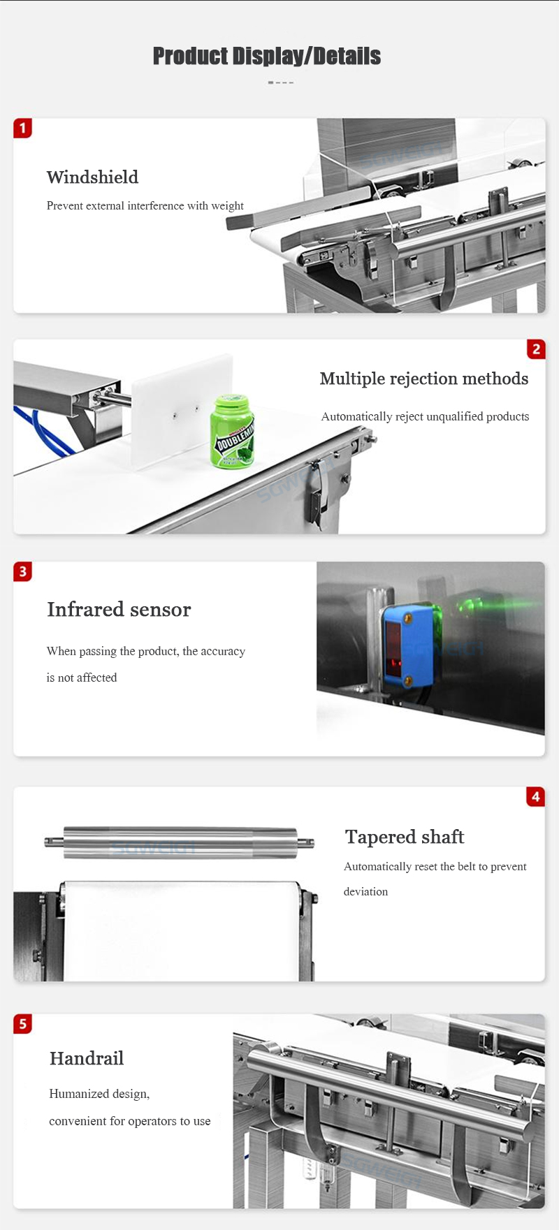 SGWEIGH Automatic Digital Industrial Check Weigher Conveyor for 100g-800g Seeds