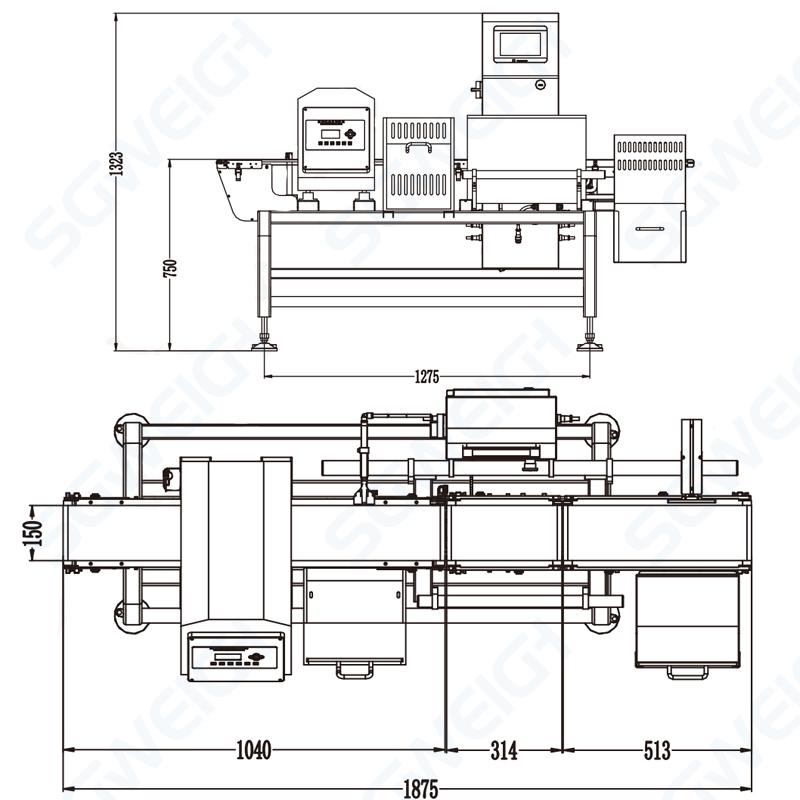  Cosmetic Product Multifunctional Conveyor  Check Weigher Combined Metal Detector