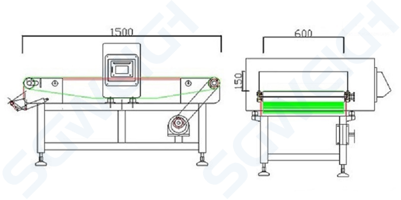 High Precision Conveyor Belt Industrial Metal Detector with Automatic Rejection