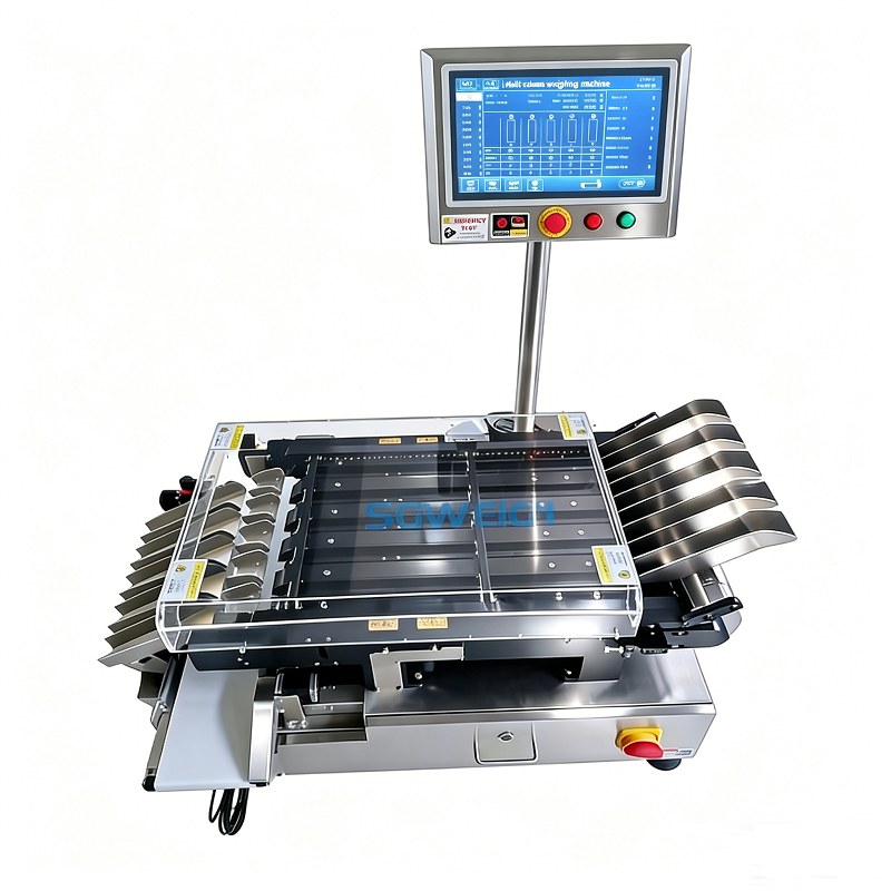 - 5 lane checkweigher for food sachet packaging lines