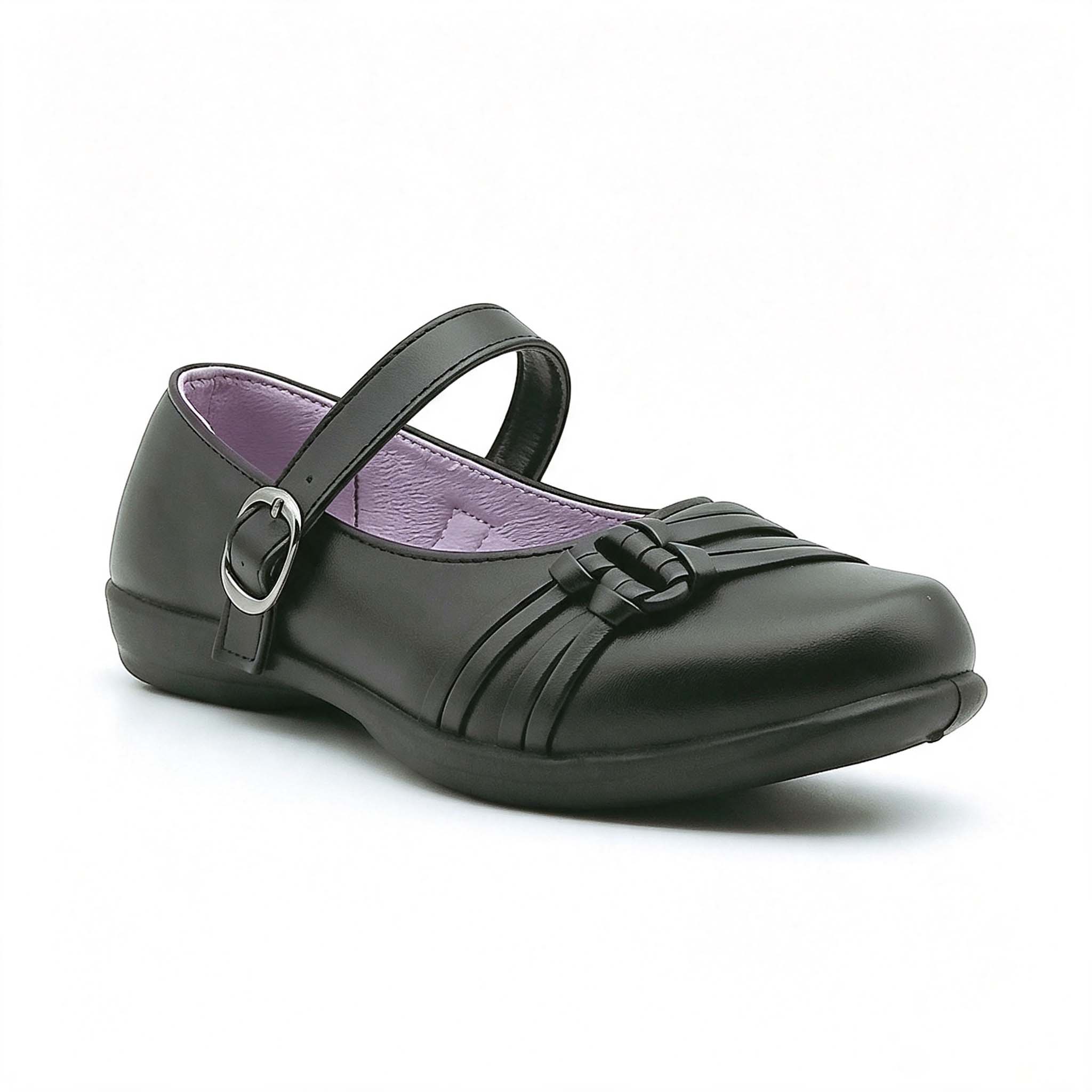 1789712298912682.jpg Black mary jane girls school shoes with front knot detail, PU upper and TPR outsole