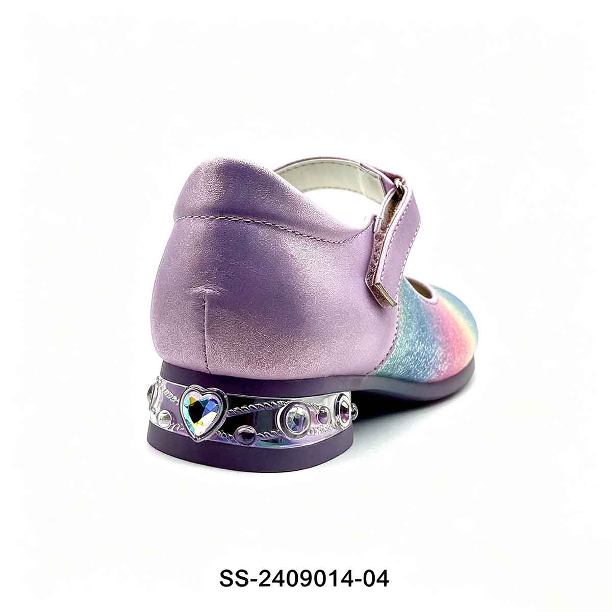 1789887566210257.jpg Back close up shot girls low block heel decorated with heart shaped rhinestone